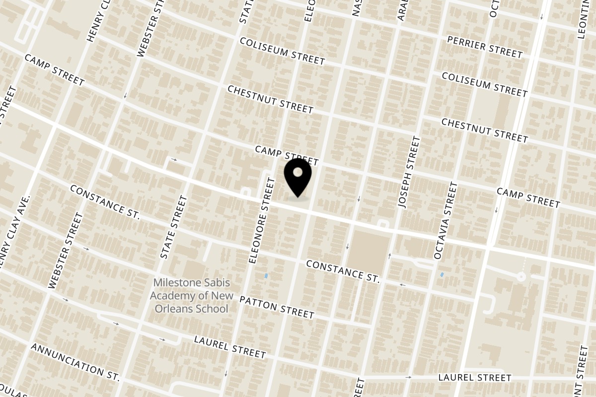 Map showing the location of Wishing Town Restaurant & Bakery Uptown New Orleans on 802 Nashville Ave in New Orleans